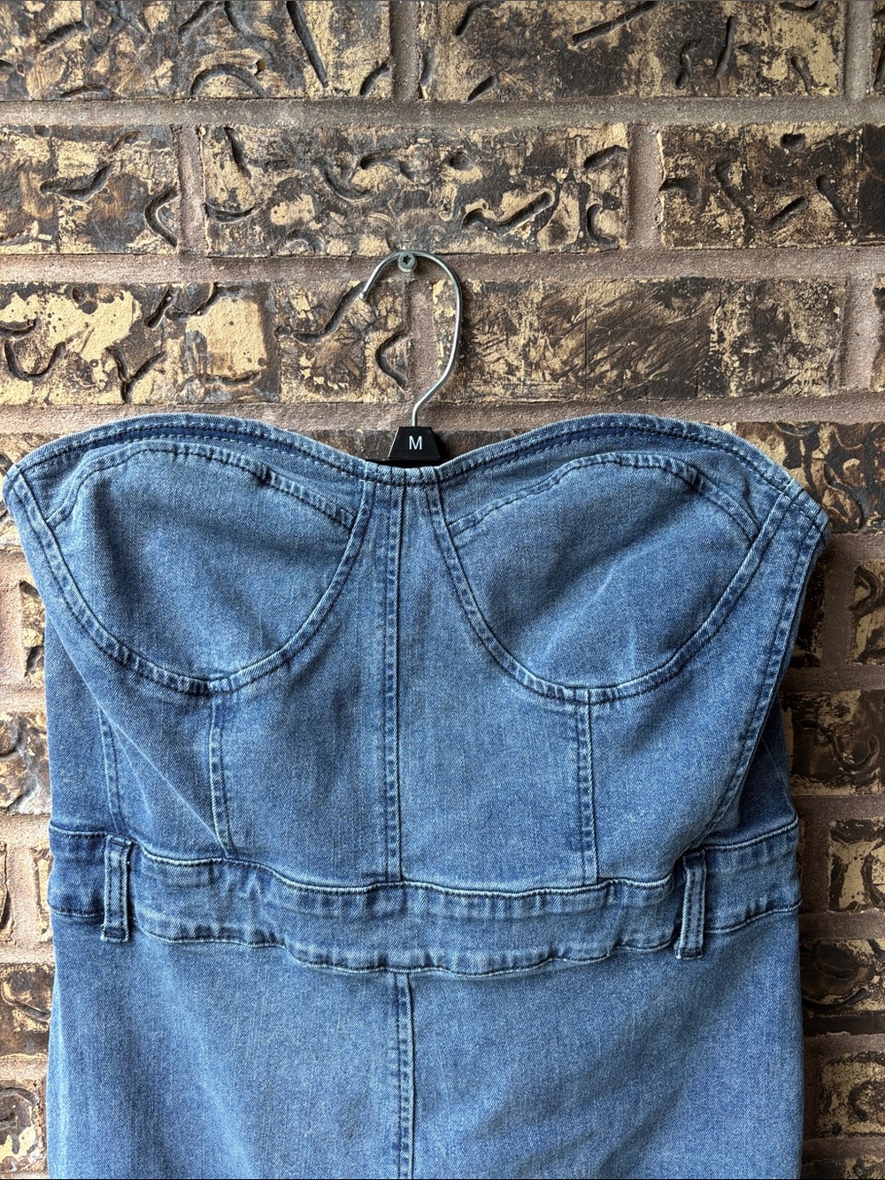 🪷NWT SHEIN BAE Denim Strapless Backless Bustier Dress, XL, US 12 - Picture 5 of 14